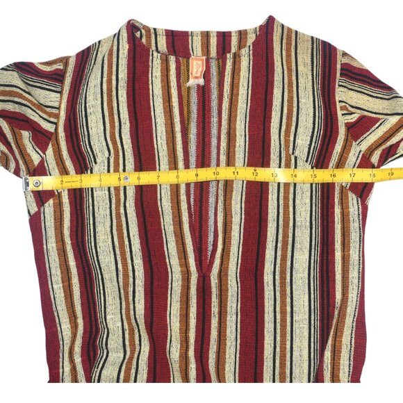 Vintage 70s Rikma Caftan Dress Angel Bell Sleeves Boho Woven Stripes XS S - Picture 8 of 11